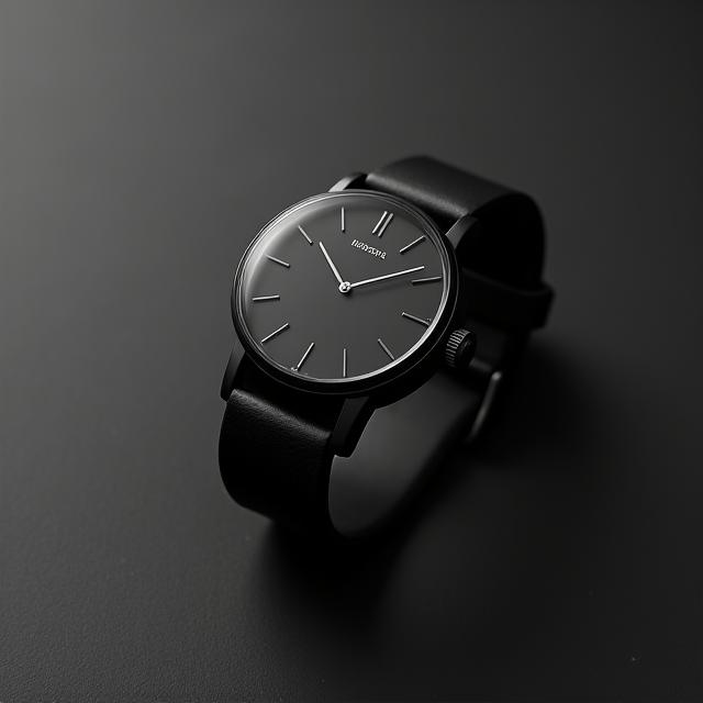 Orologio minimalista con quadrante scuro e senza numeri
